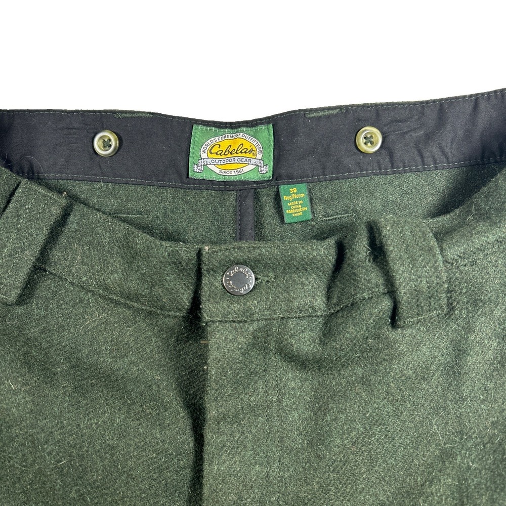 Cabelas 100% Wool Pants Mens 38 Hunting Outdoor Heavy Trouser Green 933139